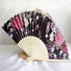 Decorative Figurines Chinese Vintage Floral Pattern Folding Fan Wedding Party Lace Silk Hand Held Flower Dance Po Prop Tool Art Craft