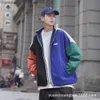 Hip Hop dubbelzijdige varsity jas Men Color Block Street Coat Stand Collar Spring herfst Casual Japanese Harajuku Jackets HKD230815
