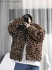 Erkek Hoodies Sweatshirts Houzhou Y2K Leopar Desen Kaşmir Hoodie Kadınlar 2023 Kore Moda Harajuku Zipper Uzun Sleve Super Big Hat Sweatshirt Z230815