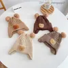 Caps Chapéus chapéu de bebê meninos sólidos e meninas desenho animado urso padrão inverno chapéu de malha de malha chapéu de urso quente infantil chapéu z230815