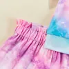 Clothing Sets 2pcs Summer Kids Girls Lovely Clothes Sets Tie-Dye Printed Ruffles Fly Sleeve Shirts Shorts Outfits 1-6Y Clothing