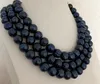 Correntes lindas 11-12 mm Tahitian Black Blue Pearl Colar 36 "50"