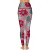 Women's Leggings Flower Print Yoga Pants Sexy Retro Floral Graphic High Waist Workout Leggins Women Novelty Stretchy Sport Legging