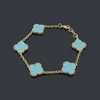 Blue Color Women Designer Armreifen Top-Qualität Brass Classic Fünf vier Blüten Armband Luxus Paar Armbänder Großhandel Großhandel