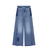 Contrasta jeans da donna Donne Donne gamba a mezza gamba di jeans chic lady high street pantaloni femminile 2023