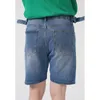 Mäns jeans sommar shorts bomullsbyxor bälte verktyget streetwear casual rak ficka stilig svart denim övergripande modekläder