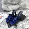 Kvinnor tofflor stilett klackar sandaler toppkvalitet hyllning krokodil hud läder mulor mode högklackade sommar lyxdesigner skor fabrikskor skor