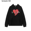 Designer Luxe Lanvins Classic Hoodie Letter Love Flocking Print Losse en veelzijdig voor mannen en vrouwenliefhebbers modieus en comfortabel35463