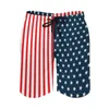 Erkek şort iki ton soyulmuş tahta yaz Amerikan bayrak yıldızları ve çizgiler spor fitness plajı kısa pantolonlar erkekler hızlı kuru gövdeler