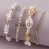 Anklets Summer Beh Crushed Stone Chain Anklet Set For Women Boho Shell Charm Ankle Brelet On The Leg Handmade Fashion Jewelry J230815