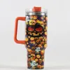 Mugs Halloween Pumpkins Ghost 40 oz Tumbler med handtag kaffe dubbel vägg rostfritt stål vakuumisolerat halm 230815