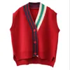 Women s Vests 2023 Female Fashion Loose Vest V neck Button Sweater Open Stitch Casual Striped Cardigan 230815