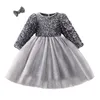 Sukienki dla dziewczyn cekin jesienne dziewczyny księżniczka na 3 8 lat długie rękaw zima zima dzieci swobodne ubrania urodziny suknia ślubna 230814
