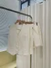 Giubbotti da donna 2023 Donne estive Linen White Gret / Shorts a petto singolo dello stesso stile