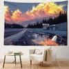 Tapestries Sunset Painting Tapestry Wall Hanging Modern Minimalist Style Art Bedroom Decor Background