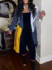 여성 S 재킷 LW 플러스 크기의 편지 인쇄 패치 워크 코트 트렌치 X 긴 셔츠 칼라 일반 소매 버튼 스티칭 방식 패션 스트리트웨어 230815