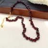 Pendant Necklaces Burgundy Crushed Stone Beaded Necklace Irregular Design Women Vintage Jewelry