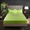 Sheets Sets Bedsheet Satin Silk Fitted Sheet High End Solid Color Mattress Er Elastic Band Plastic Set Drop Delivery Home Garden T Dhun0