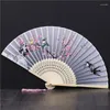 Figuras decorativas Ventilador de 2 piezas plegables estilo chino femenino japonés pequeño clásico seda antigua