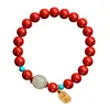 Strand Red Cinnabar Hand String Hetian Jade Transport Pärlor Armband Original Stone Emperor Sand Buddha Armband Women Charm