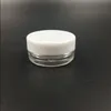 Free shipping White Top 3G Travel transparent round cream pot 3ML jars pot container clear plastic sample container for nail art storag Vgqr