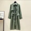 Women's Trench Coats UK Brand Fashion 2023 Fall Autumn Casual Double breasted Simple Classic Long coat with belt Chic Female windbreaker 230814