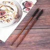 Dinnerware Sets 1 Pairs Japanese Natural Wood Chopsticks Value Pack Cooking Tableware Theaceae Black