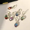 Pendientes colgantes Gradiente de piedra roja verde caída ovalada para mujeres Color de oro Rainbow Rainbow Wedding Wedding Hooks Antes de joyas Regalos