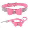 Dog Apparel Personalized Bling Cat Collar Glitter Diamond Pet accessories leashes For Small Medium Large Dogs 230814