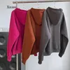 Women's Hoodies Hooded Sweatshirt Women Fashion Crop Top Casual Loose Solid Color Long Lantern Sleeves Pullover Hoodie Streetwear