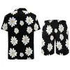 Men's Tracksuits Beautiful Daisy Men Sets Daisies Flowers Print Casual Shorts Vacation Shirt Set Novelty Graphic Suit Short-Sleeve Plus Size