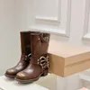 حزام تسخير حزام البقر من الجلد راكب الدراجة النارية أحذية الركبة مكتنزة الكعب Zip Knight Boots Fashion Squar