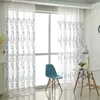 Curtain White Tulle Blue Leaves Embroidered Curtains for Living Room Bedroom Transparent Sheer Curtain Drape Window