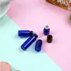 1 2 3ML Micro Mini Cobalt Blue Glass Roll-on Glass Bottles with Metal Roller Balls Refillable Slim Sample Vial Essential Oil Roll On (B Wjdm