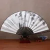 Estatuetas decorativas papel dobrável ventilador de ventilador de pano de ventilador de estilo chinês abanicos para boda portátil bambu ventilatore