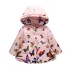 Jackor Vinter Keeping Warm Girls Jacket Cartoon Futterfly Flower Tjock Plush Hooded Outwear For Kids Toddler Barn Vindbrytare Coat 230814