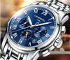 Wristwatches Carnival Mens Automatic Mechanical Watch Day Date Month 24hours Multifunction Business Full Steel Luxury Gift