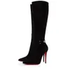 Wintermarken Frauen hohe Stiefel Luxusdesigner Red Lock Kate Botta Booty Spitze Zehen High Heels Lady Booties Party Hochzeitsschuhe EU44