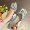 Kleid Schuhe 2023 Weibliche Boot Slip auf Frauen Damen Sandalen Kristall Spitze Zehe Elegante S Casual Sommer Denim Flats 230815