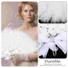 Estatuetas decorativas fãs fãs dobráveis ​​fãs dança dança vintage festas de dança de casamento fantasia chá handheld Bridal White Marabou decoração