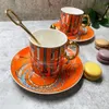 Mugs Luxury Tea Cup Set med 2 Vintage Art Bone China Ceramic Coffee and Plates Euro Royal Teacups Saucers 230815