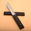 JP Katana D2 Steel Tanto Satin Blade Ebony Hendle Fixed Blade Messen met houtschede verzamelmes