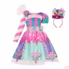 Abiti da ragazza Muababy Carnival Candy Dress for Girls Purim Festival Fancy Lipop Costume Bambini Summer Tutu Dressy Party Ball Gown Dhtoa