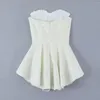 Casual Dresses Boho Inspired Rose Jacquard Dress Women Retro Sexy Party White Lace Mini Summer Strapless Y2k Girl