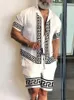 Heren trainingspakken mannen Hoogwaardige Hawaiiaanse sets Zomer afdrukken Korte mouw Shirt Strand Knop Shorts Streetwear Holiday Two Piece Suit 230815
