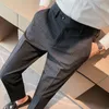 Herrenanzüge Business Casual Anzug Hosen Herren Streifen mittelstreiche Büro -Büro -Hose Klassische Stil Langer Plus Größe L37