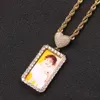 Подвесные ожерелья память DIY PO Маленький сердечный квадратный рамка с твердым подвесным хип -хоп -ожерелье 230815