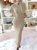 Urban Sexy Dresses Women Sticked Dress Twist Weave Long Sleeve Solid Color Round Neck Club Party Dress 230815