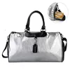 Duffel Bags Silver Sports Bag Lady Luggage Bag in Travel Bags with Tag Duffel Gym Bag Leather Women Yoga Fitness sac de sport Big J230815