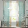 Cortina marinha padrão padrão de madeira silhueta de cavalo cortinas de tule para decoração de sala de estar chiffon sheer kitching cortina de cozinha r230815